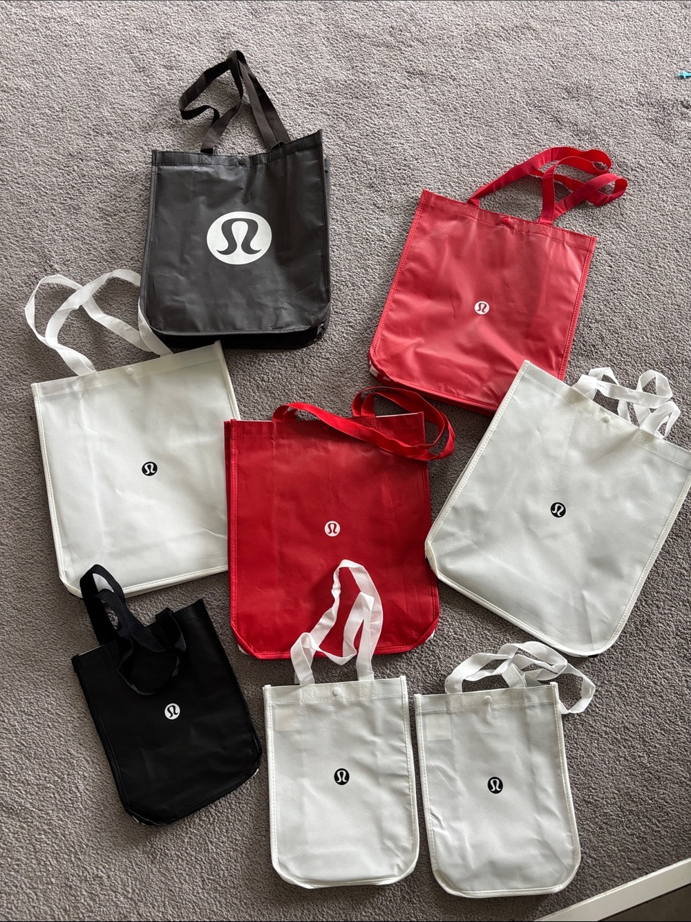 lululemon athletica Red, Black, White Reusable Tote Collection
